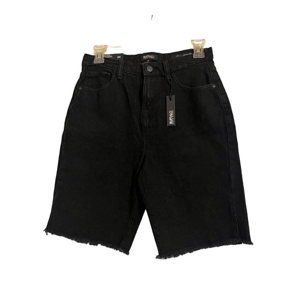 Buffalo David Bitton Womens Black Lulu Denim High Rise Mom Shorts